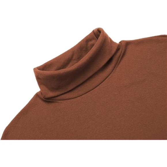 Men's Casual Turtleneck Slim Fit Basic Tops Orange - Picture 4 of 6